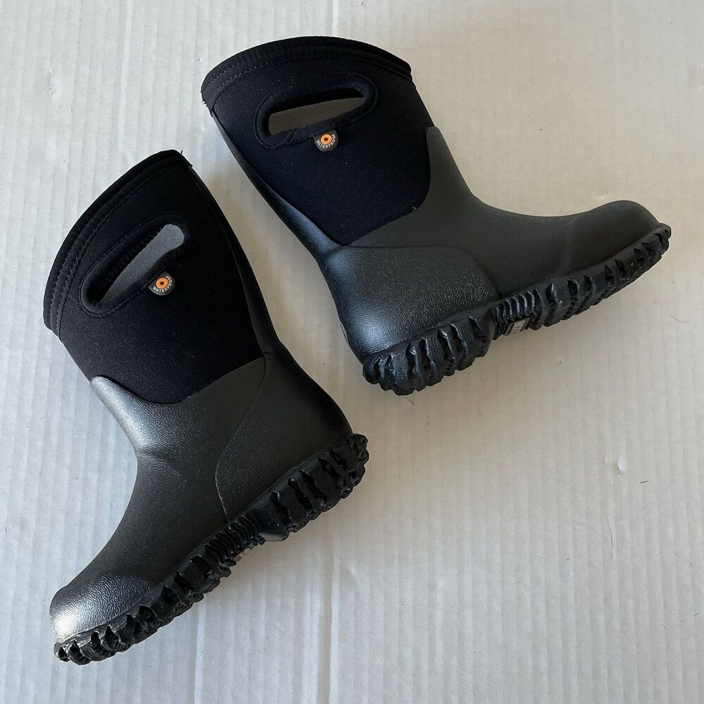 Bogs Little Kids York Solid Black Insulated Rain Boots Sz 8 Waterproof Snow Rain - Picture 7 of 13